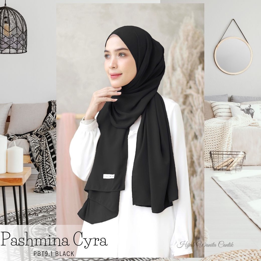 Jual Hijabwanitacantik - Pashmina Cyra PBT9.1 Black | Hijab Pashmina ...