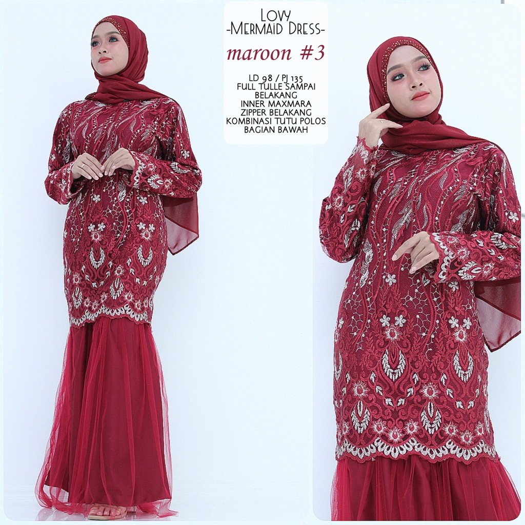 Jual Promo Lebaran Realpict Lov Mermaid Dress Gamis Duyung Full