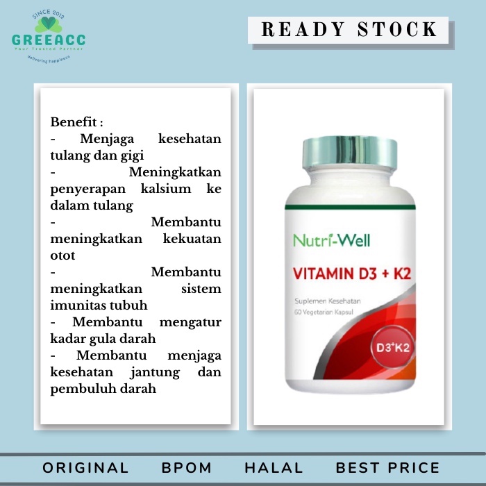 Jual Nutriwell Vitamin D3 + K2 (60 Capsules) | Shopee Indonesia