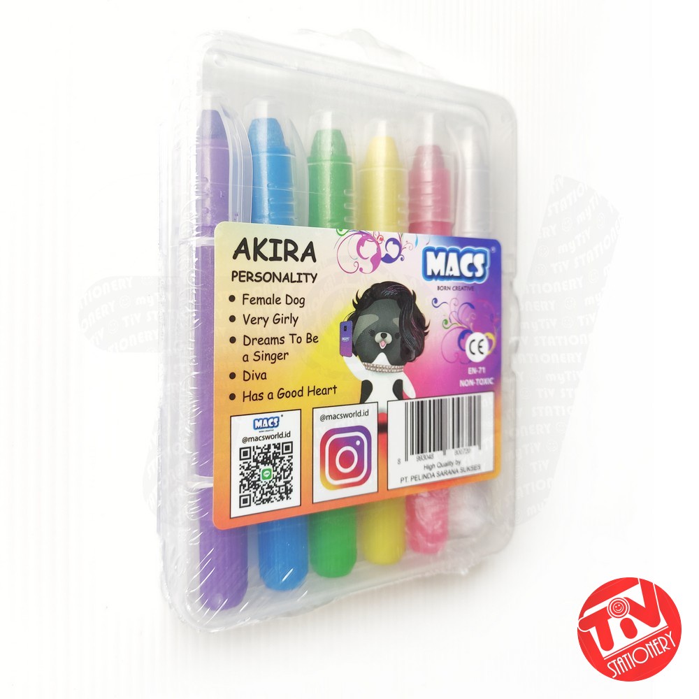Jual Crayon Macs Hair Marker 6 Glitter Colors (Pewarna Rambut Washable ...
