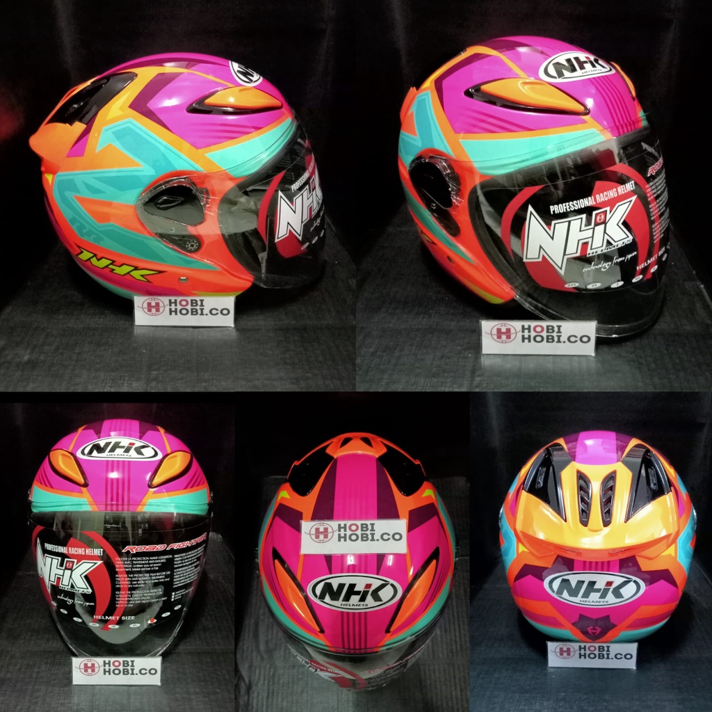 Jual HELM NHK R6 STARCO ORANGE FLUORESCENT PINK TOSCA HALF FACE ...