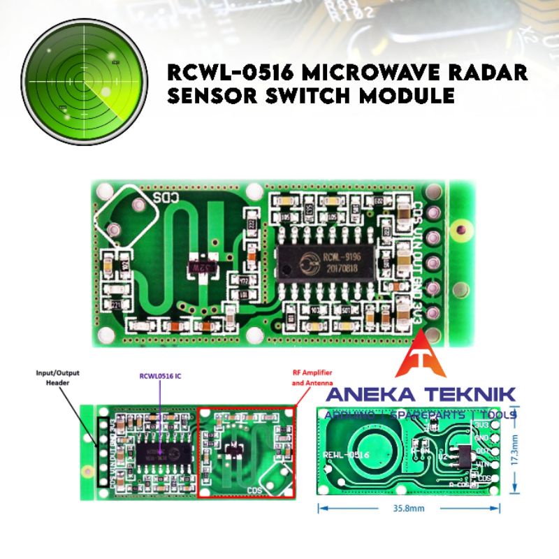 Jual RCWL-0516 Microwave Radar Sensor Switch Module | Shopee Indonesia