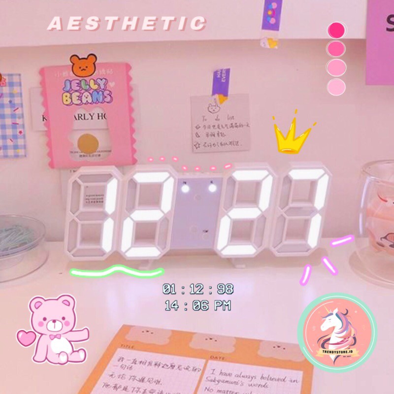 Jual COD AESTHETIC ALARM DIGITAL CLOCK LED ANGKA PUTIH AESTETIK DS 6609