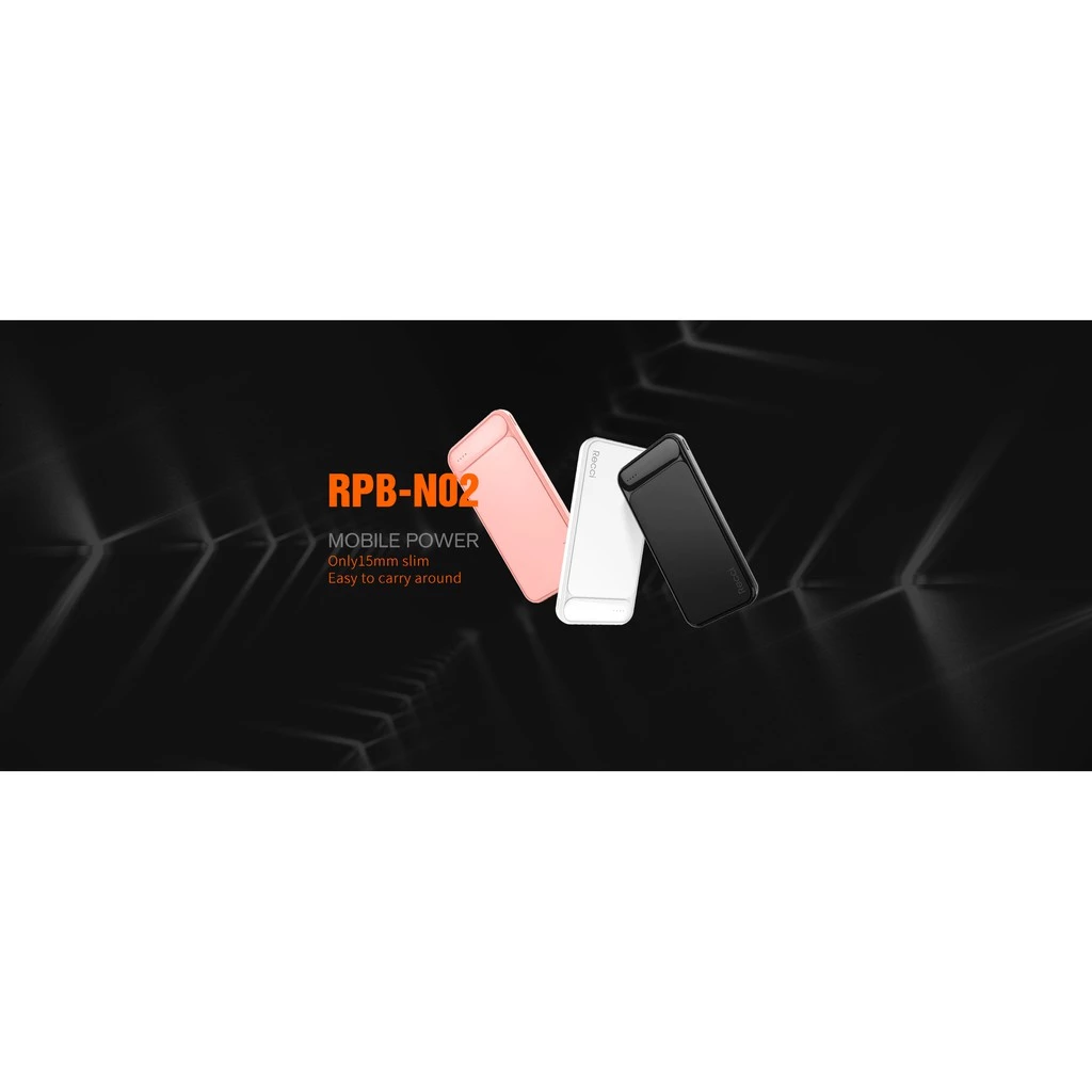 RECCI RPB-N02 Powerbank Ultra Slim 10000mAh Pink/Putih/Hitam