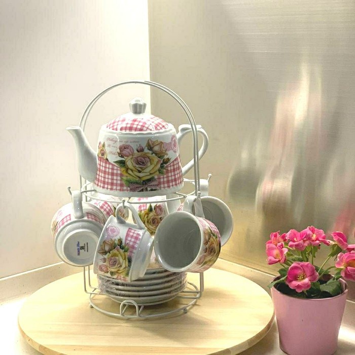 Jual Paket Teko Cangkir Motif Homeline Keramik Kettle Mug Tea Set 13 ...