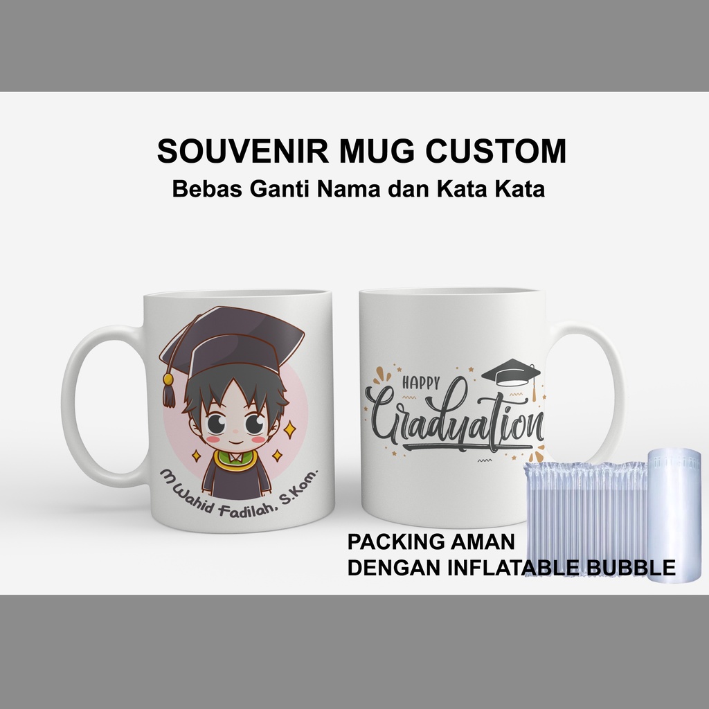 Jual Souvenir Mug Custom Tema Wisuda Souvenir Gelas Custom Bisa Custom Bahan Mug Keramik 0047