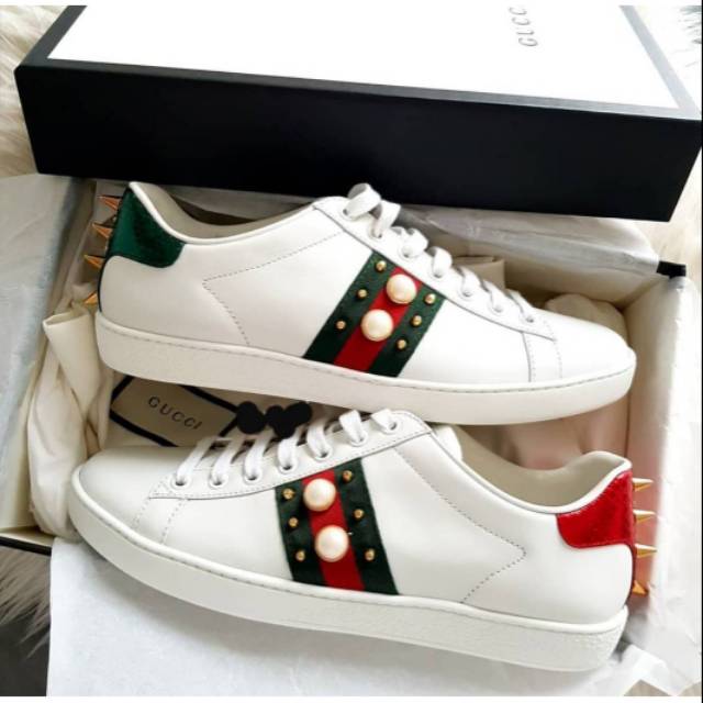 Gucci ace sneakers with hot sale pearls