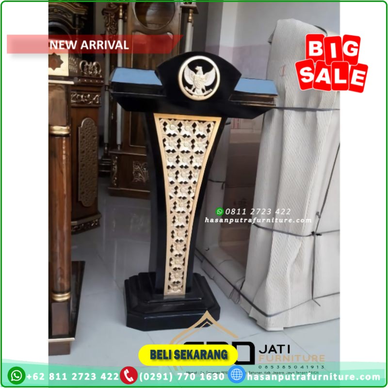 Jual Mimbar Podium Minimalis Garuda Kayu Jati + Gratis Nama/Logo ...