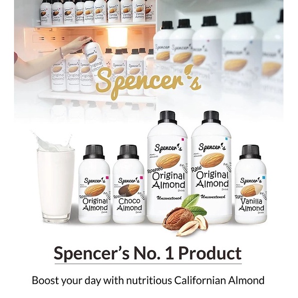 Jual Spencers Almond Milk 1000ml Unsweetened Original Rawroasted