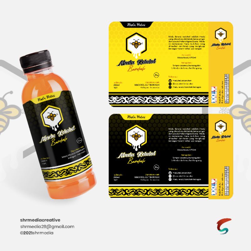 Jual Desain Stiker Label Botol Madu Shopee Indonesia 3338