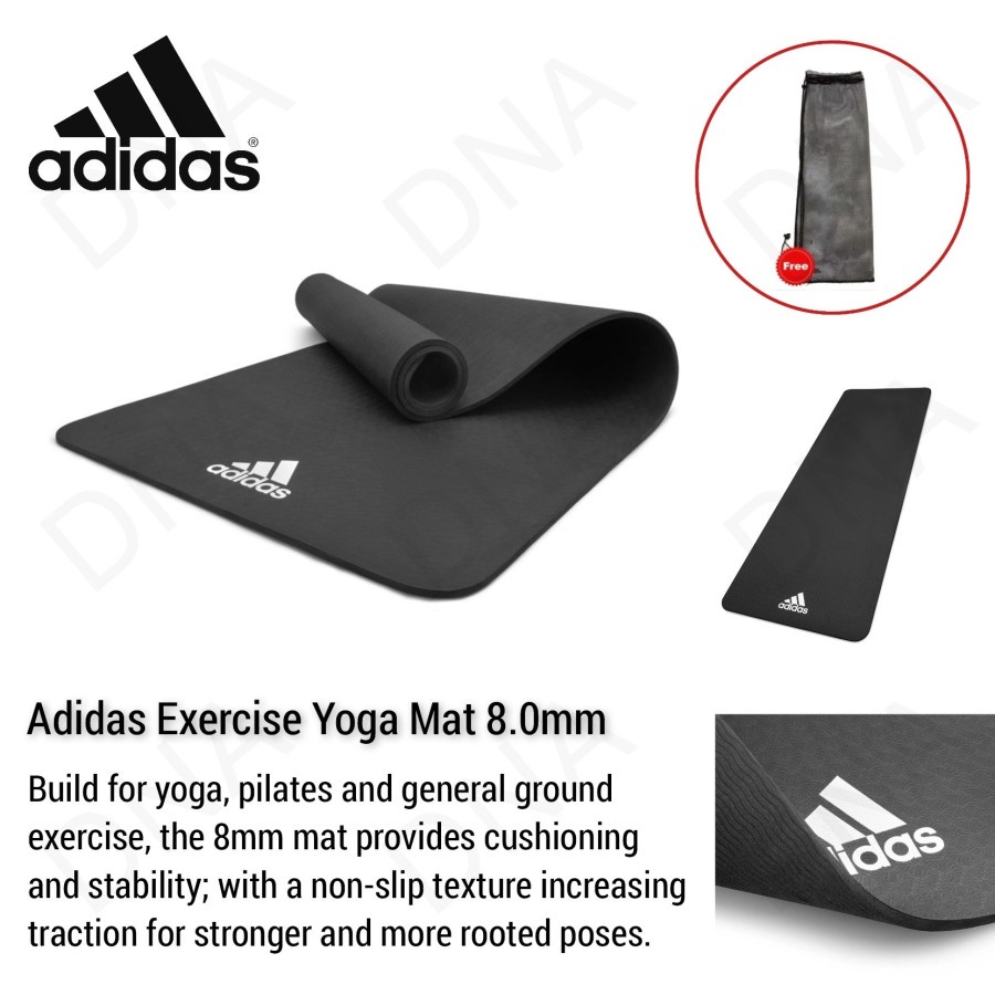 Jual Matras Yoga 8mm / Yoga Mat 8mm Black Adidas ORIGINAL Shopee