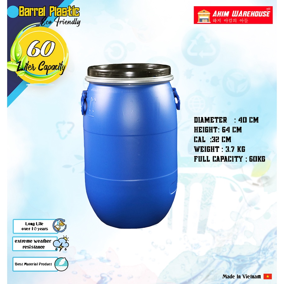 Jual Drum Tong 60 And 80 Liter Plastik Biru Grade Ori Industrial Fermentasiairkimiatempat 9142
