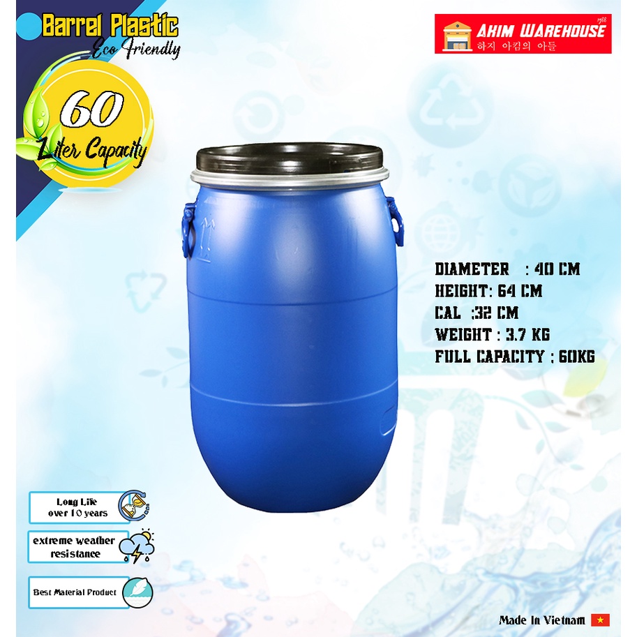 Jual Drum Tong 60 And 80 Liter Plastik Biru Grade Ori Industrial Fermentasiairkimiatempat 2758