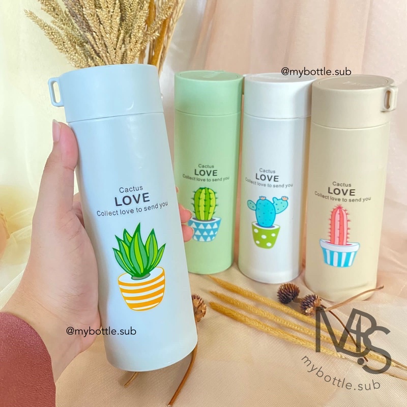 Jual Botol Minum Kaca Kaktus Tumbler Glass Termos Air Panas Dingin