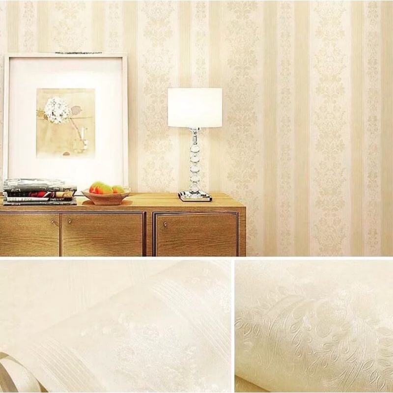 Jual Wallpaper Dinding 45CM X 8-10M / Motif Emboss Bunga Batik Salur ...