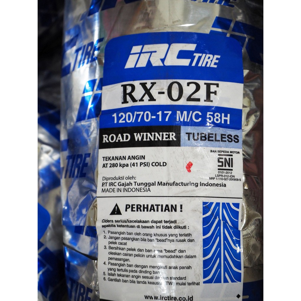 Jual Ban Motor CBR250 / NINJA250 / R25 IRC RX-02F 120/70 ring 17 ...
