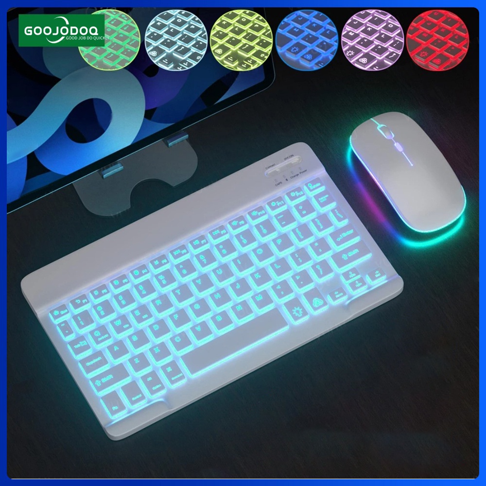 Jual GOOJODOQ 10 Inch Backlit Backlight Wireless Keyboard LED Colorful