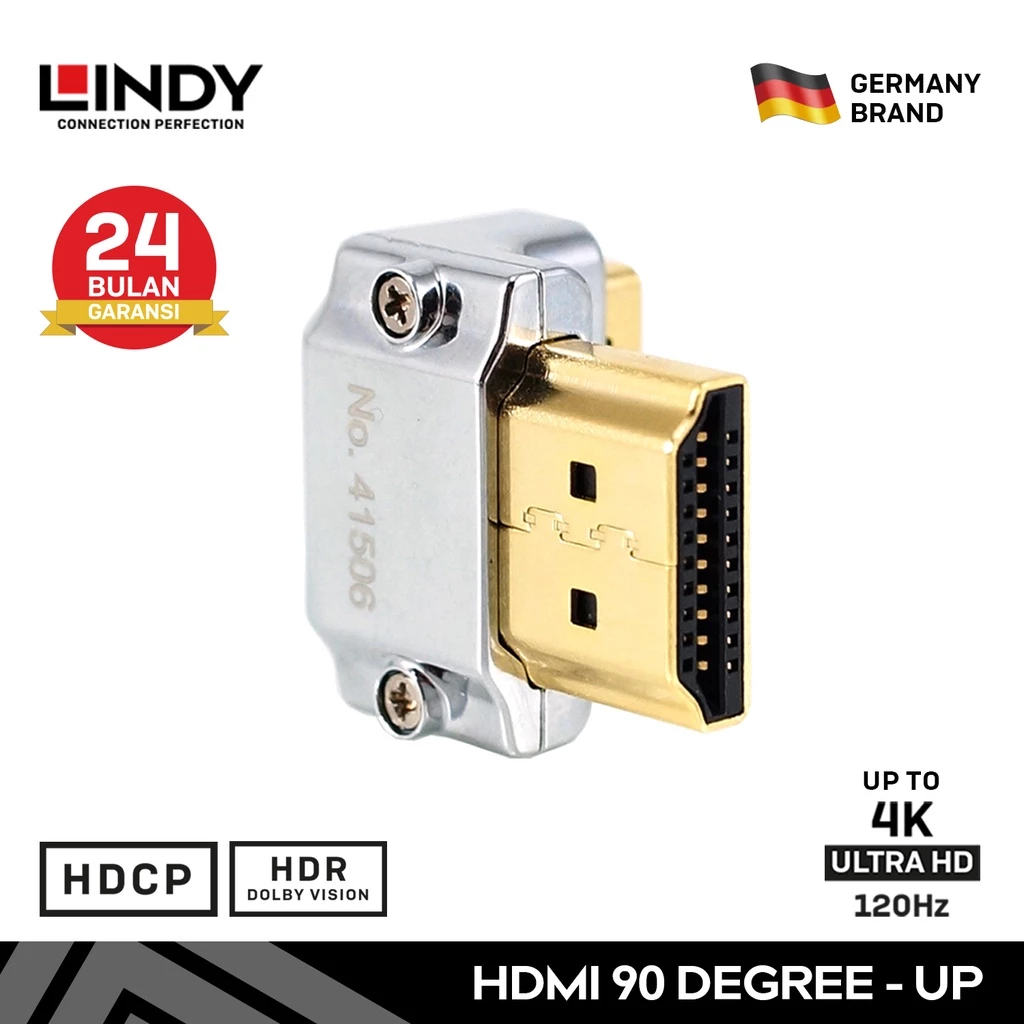 LINDY 41506 Konektor Adapter HDMI Male to Female Up Angle Degree