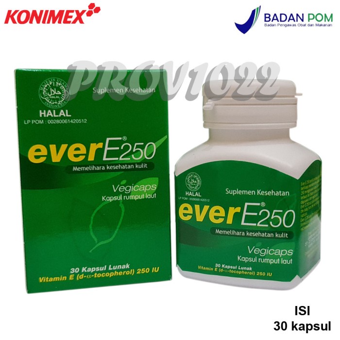 Jual evitamin ever e 250 botol / 30 caps kesehatan kulit & kesuburan