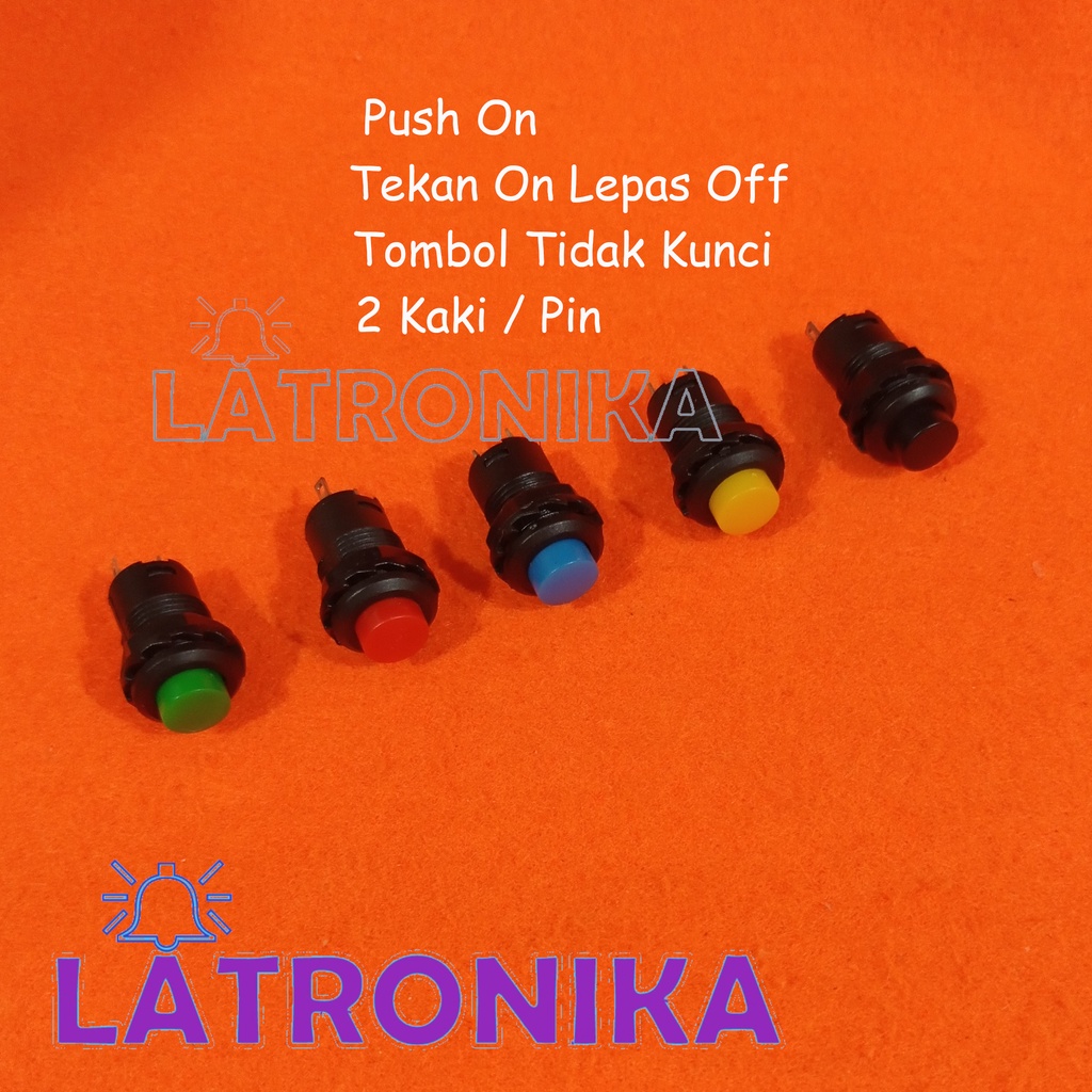 Jual Push On Button Switch Tombol Tekan On Lepas Off Bulat Warna 2 Kaki