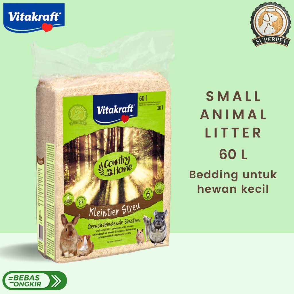 Jual Vitakraft Small Animal Litter 60 L. Bedding Hamster, Rabbit, Guinea Pig, Reptil dll