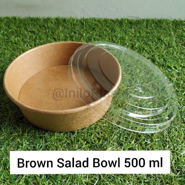 Jual 25pcs Brown Paper Salad Bowl 500 ml / Bowl Kertas Coklat 17 Oz