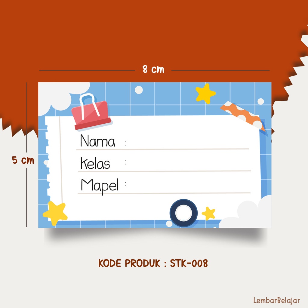 Jual Stiker Label Buku Pelajaran Sekolah Macam Macam Tema Bebas Pilih