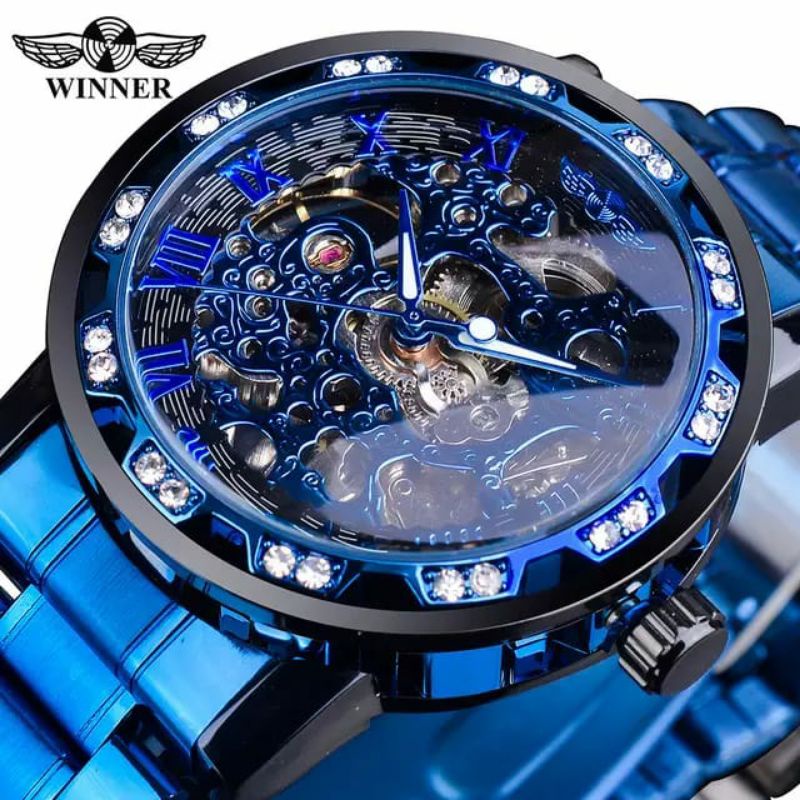 Jual Winner Diamond Blue Jam Tangan Mekanik Automatis Shopee Indonesia