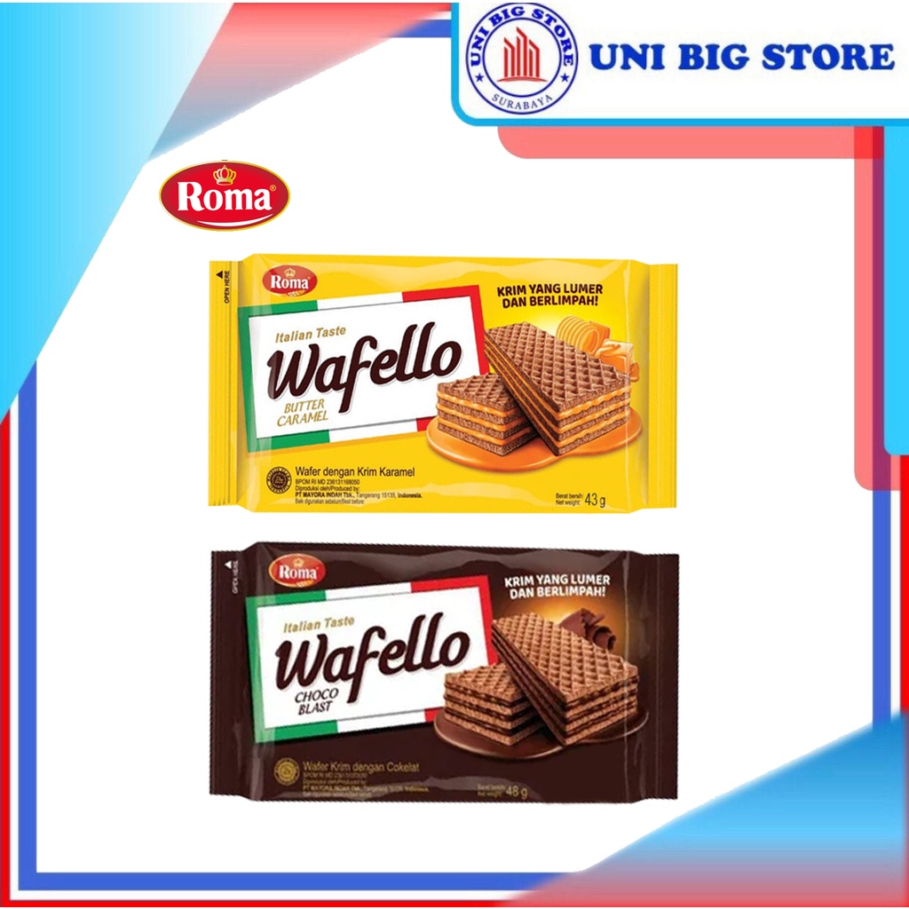 Jual Wafello Italian Taste Wafer Butter Caramel Choco 43 Gr Shopee