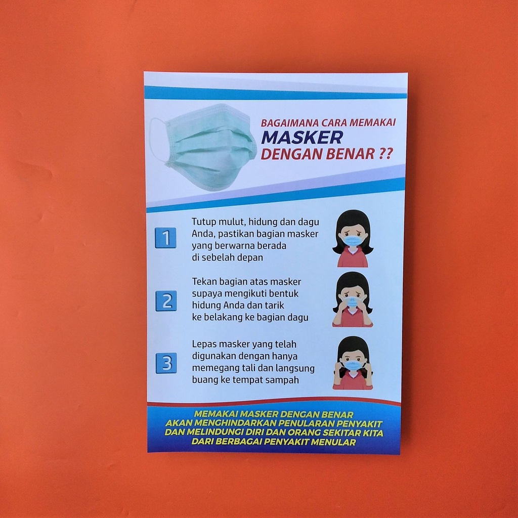 Jual Poster Cara Pakai Masker 2, Cara Memakai Masker, Poster Pakai ...