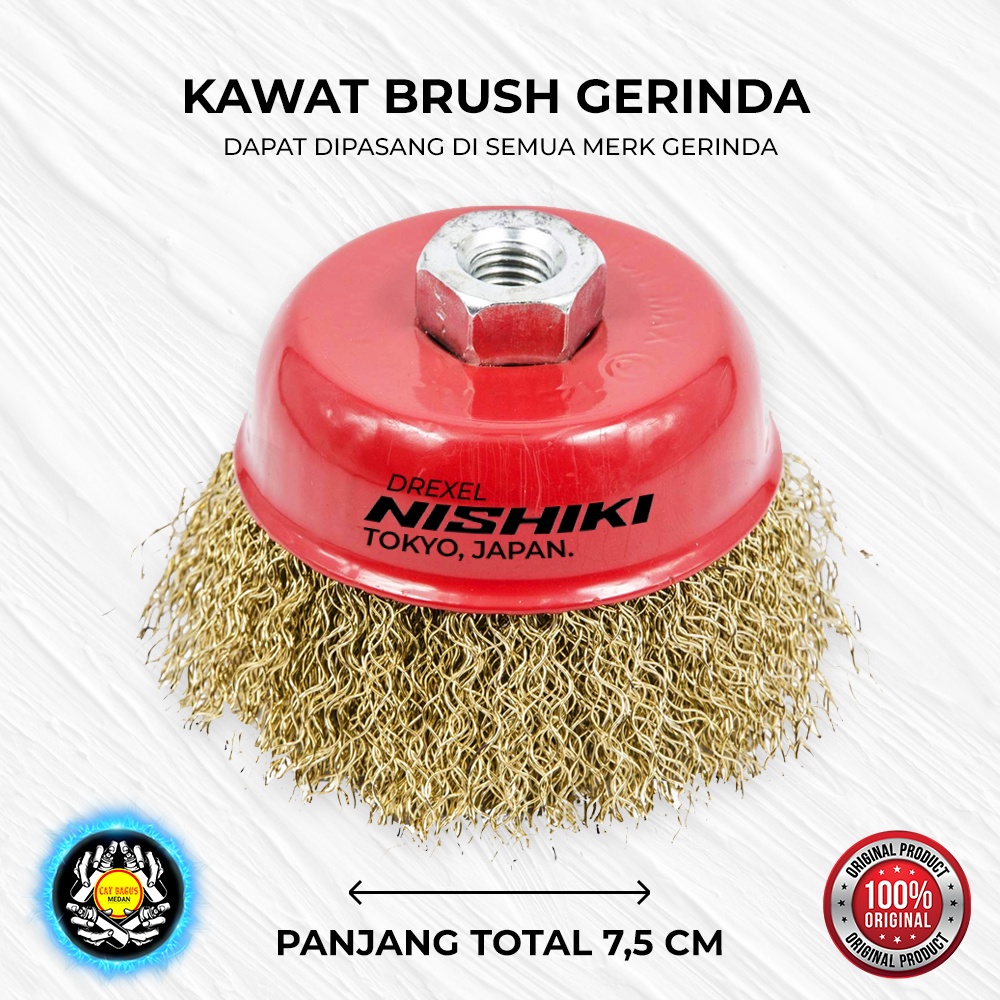 Jual BRUSH GERINDA KAWAT KUNING NISHIKI DREXEL TOKYO JAPAN 3" 75 MM M10