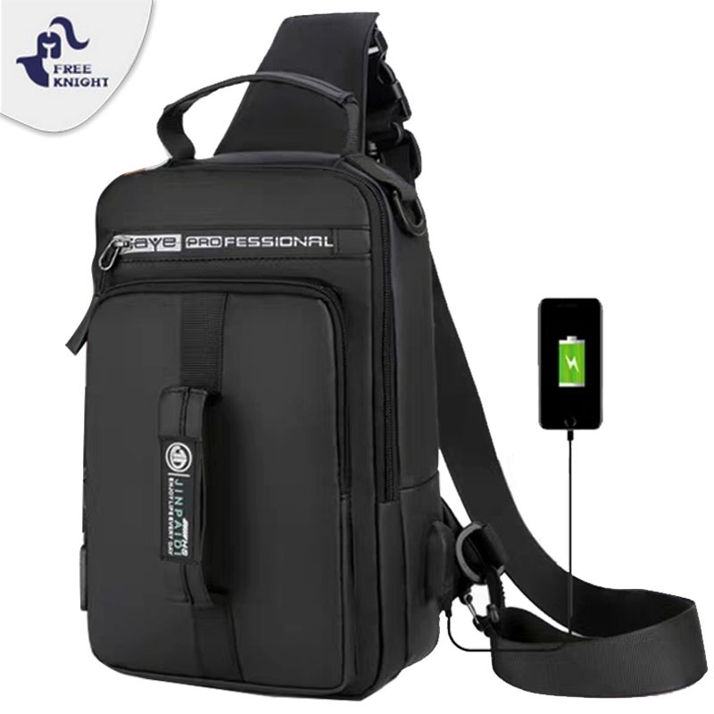 Jual Freeknight Tas Selempang Pria USB Charge Multifungsi Tas Punggung
