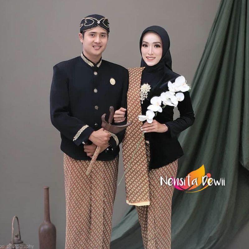 Jual Set Prewed Baju Couple Adat Jawa Motif Lereng Neng Selendang Shopee Indonesia