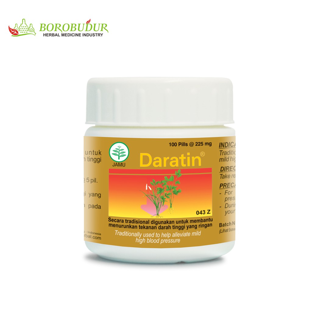 Borobudur Herbal - Secara tradisional digunakan untuk membantu meringankan tekanan darah tinggi yang ringan. DARATIN 100 PIL