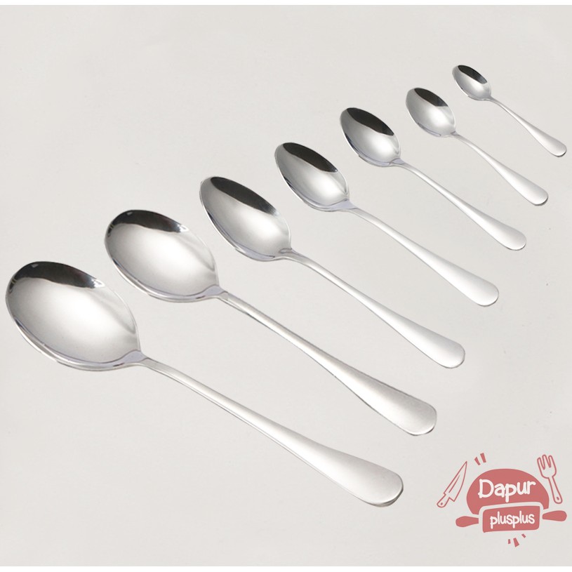 Jual Sendok Spoon Makan Stainless Steel 301 Tebal Polos Multi Ukuran Shopee Indonesia 2342