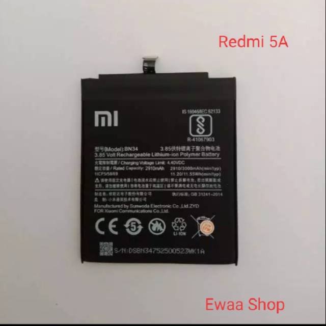 Jual Baterai Battery Batre Original 100 Xiaomi Redmi 5a Bn34 Shopee Indonesia 1175