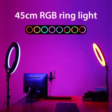 Mixio 45Cm 18Inc Ring Light Rgb Rainbow Tripod 2.1M