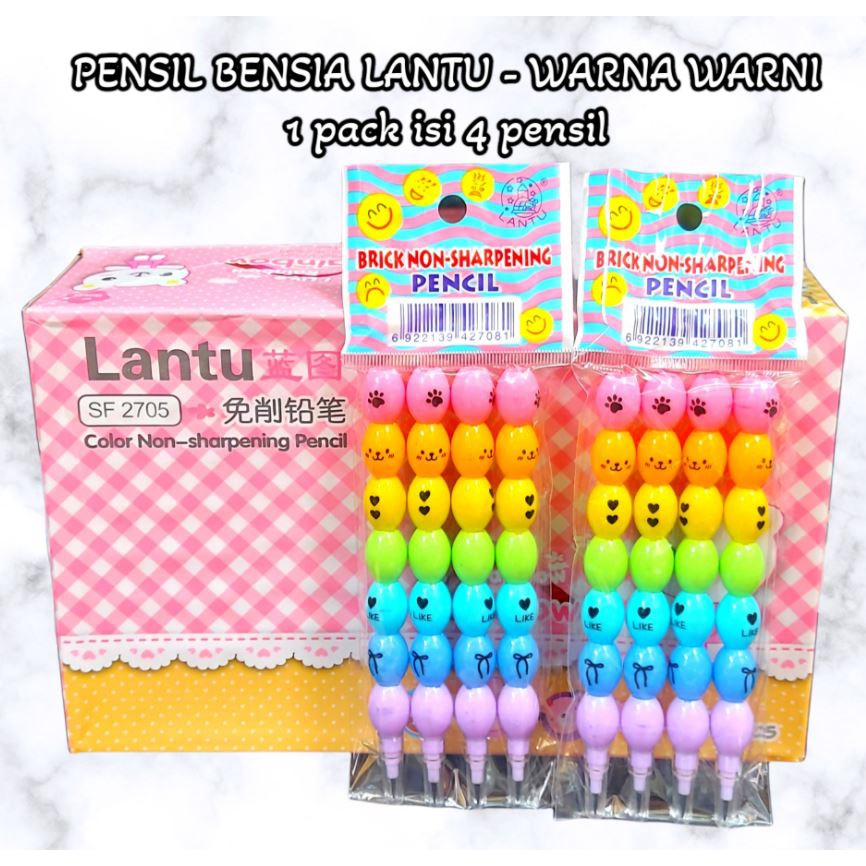 Jual (4 pcs) PENSIL SUSUN BENSIA LANTU / PENSIL SAMBUNG SUSUN KARAKTER
