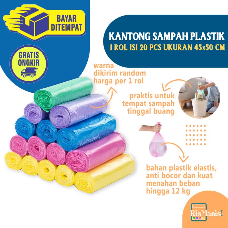 Jual DISPOSABLE ROLL TRASH BAG - Kresek Sampah Gulung 20 Lembar Rol ...