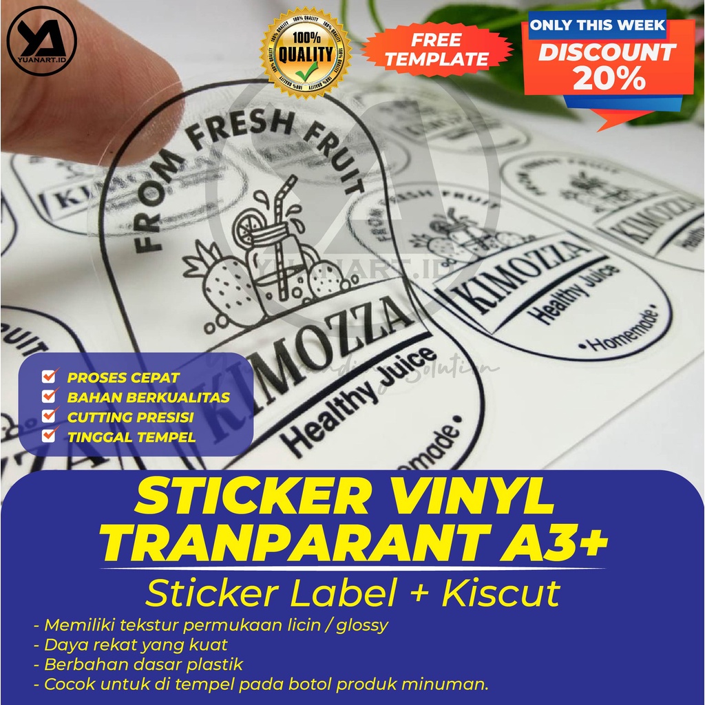 Jual Cetak Sticker Label Kemasan Vinyl Transparant A Murah Print