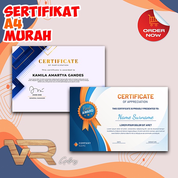 Jual Sertifikat Piagam Penghargaan Custom Murah / Cetak Sertifikat ...