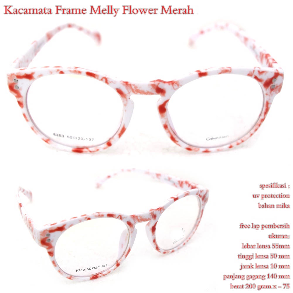 Jual kacamata bulat frame melly flower merah | Shopee Indonesia