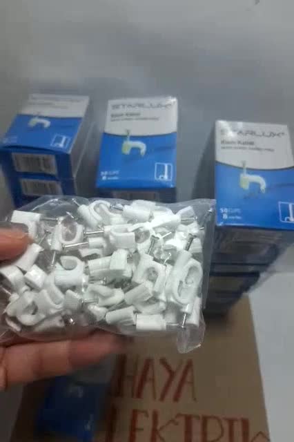 Jual Starlux Klem Kabel 8mm Paku Beton Asli isi 50 clips Warna Putih ...