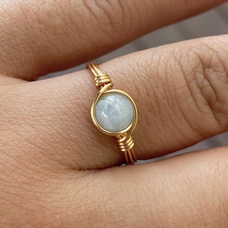 Jual CINCIN KAWAT WIRE RING BATU ALAM ASLI NATURAL AQUAMARINE 020 ...