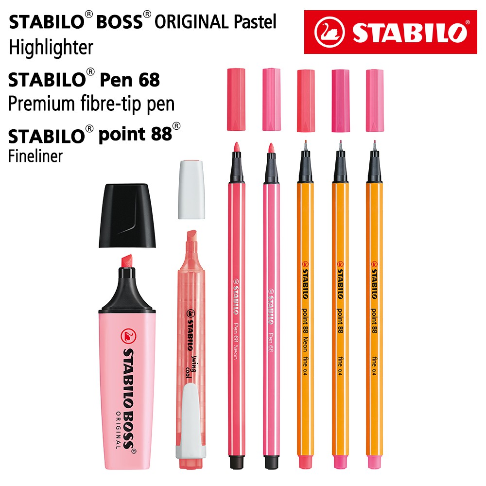 Jual STABILO Set 7 - Pink Edition - BOSS Pastel Swing Cool Pen 68 Point ...