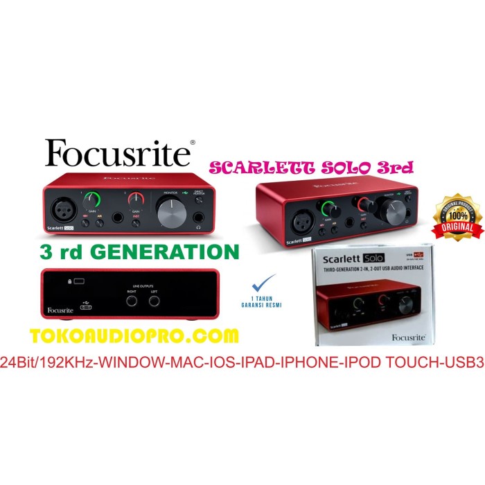 Jual Focusrite Scarlett Solo 3rd Gen USB Audio Interface | Shopee Indonesia