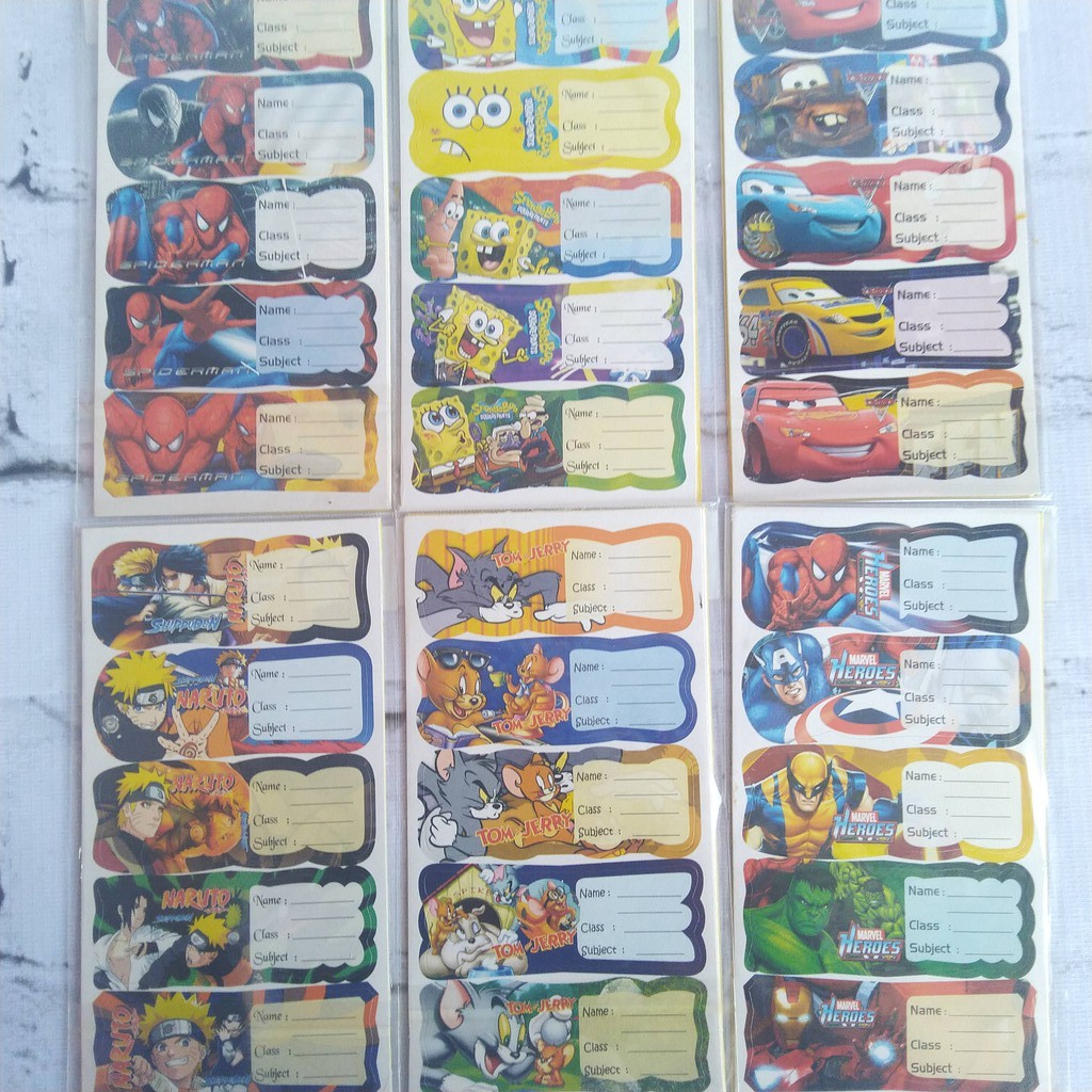 Jual Sticker Label Nama Karakter Buku | Shopee Indonesia