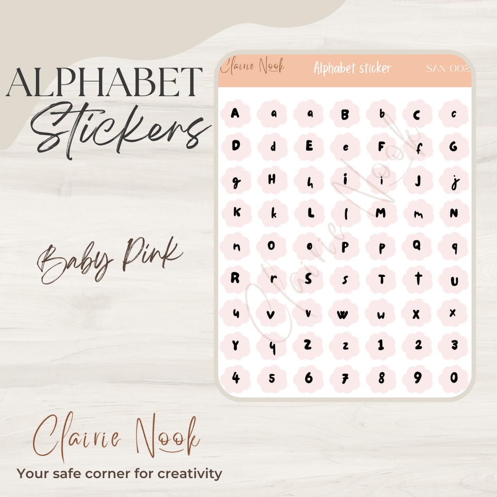 Jual Clairie Nook Alphabet Sticker Label Warna / Stiker Alfabet ...