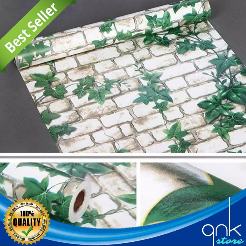 Jual Wallpaper Dinding Motif Bata 45cm x 5m Bata Putih Daun Wallpaper ...