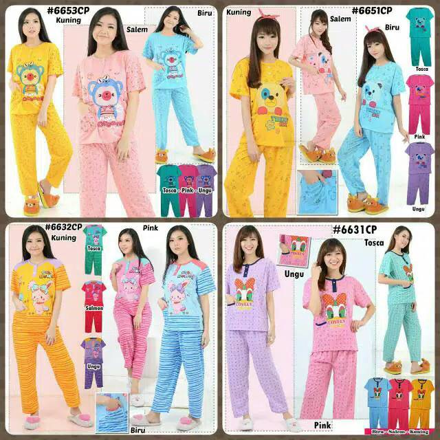 Baju Tidur Wanita Dewasa Set CP Bahan Tebal Nyaman